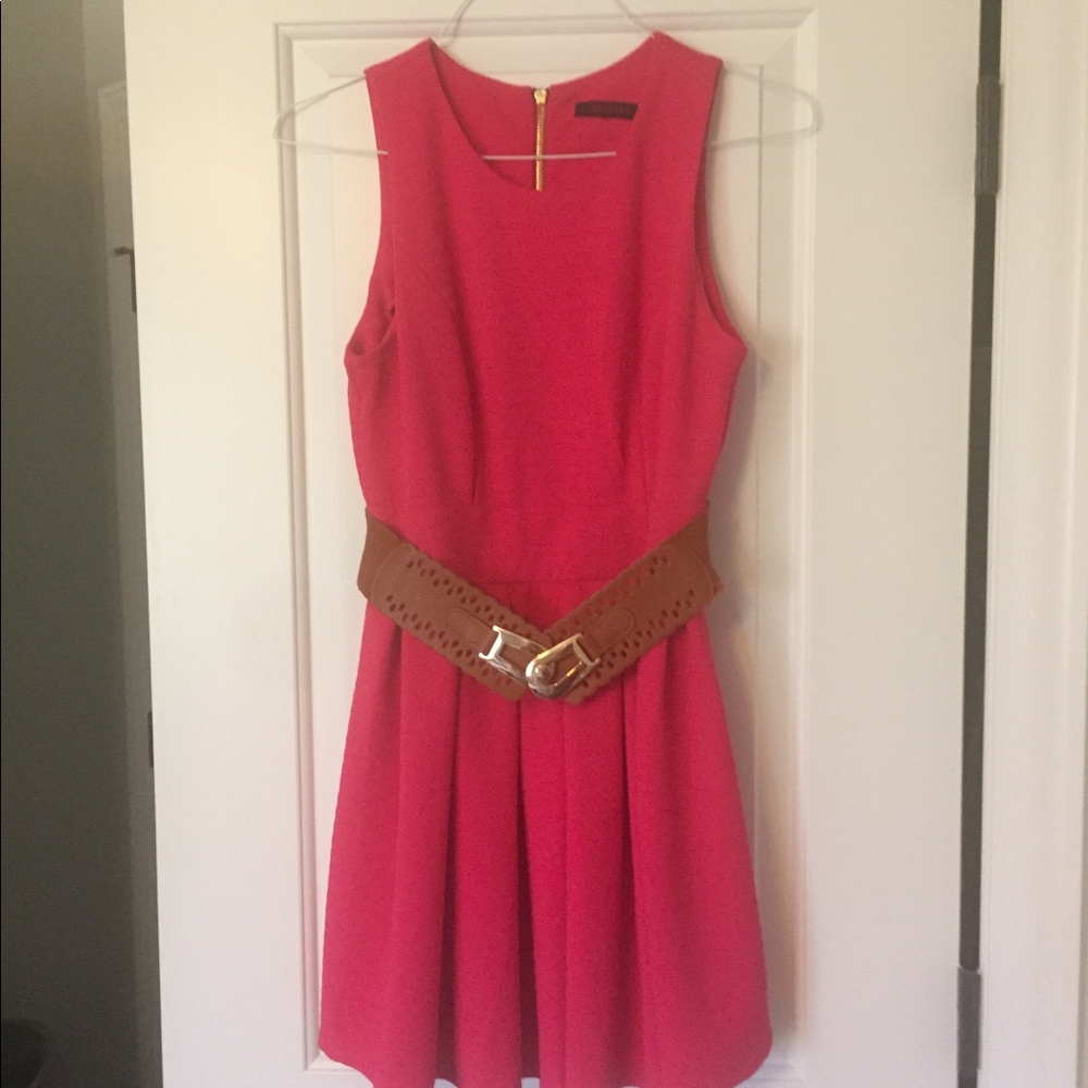 Pink dress with attached belt fits size 10